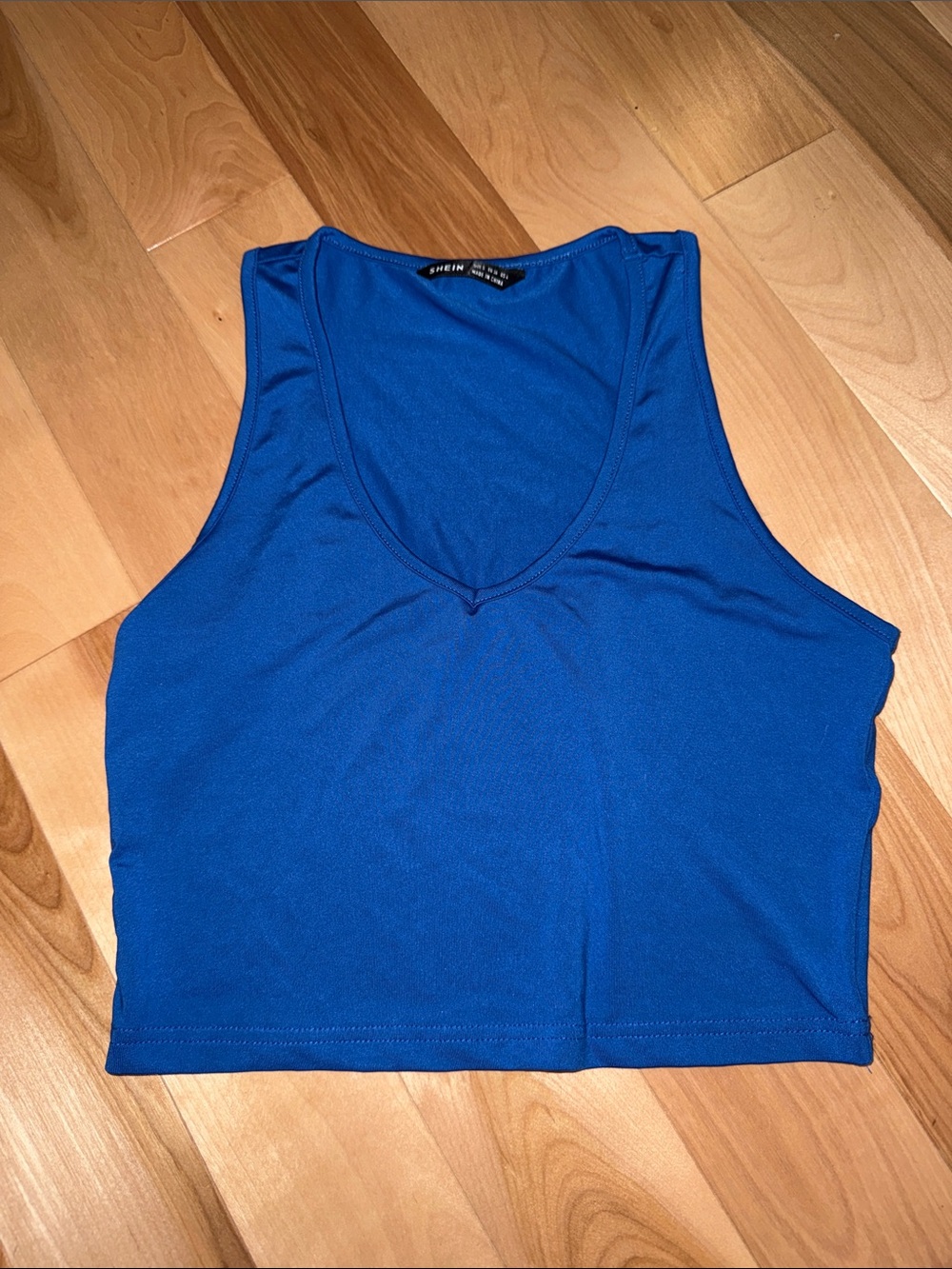 Royal Blue V-Neck Cropped Tank Top S NWOT